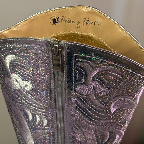 NFR Ready Helen's Heart silver sequin boots, size 8.5 - Picture 2 of 7